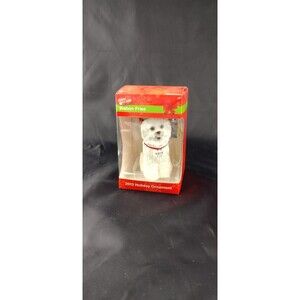 Paws Claus Bishon Frise Dog  2013 Ornament Chirstmas Holiday 4" Antlers Bells